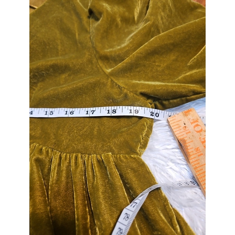 Free People Long Sleeve Estrella Velvet Mini Dress Olive Size M - Picture 4 of 8